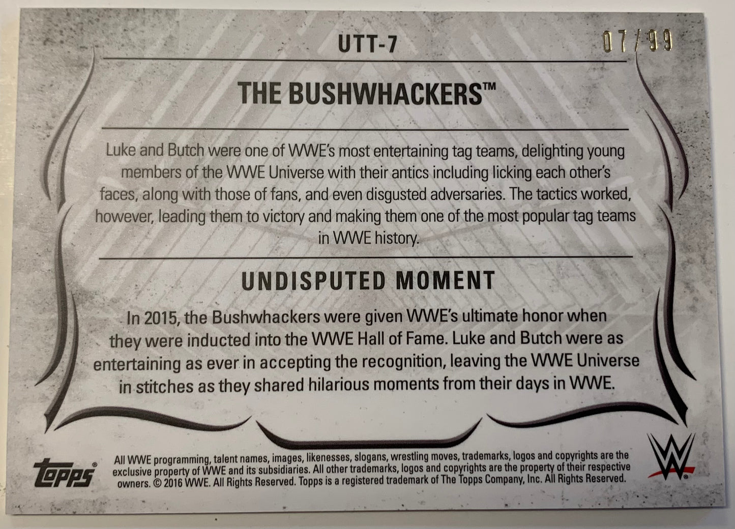 The Bushwackers WWE 2016 Topps Undisputed Tag Teams Bronze #7/99