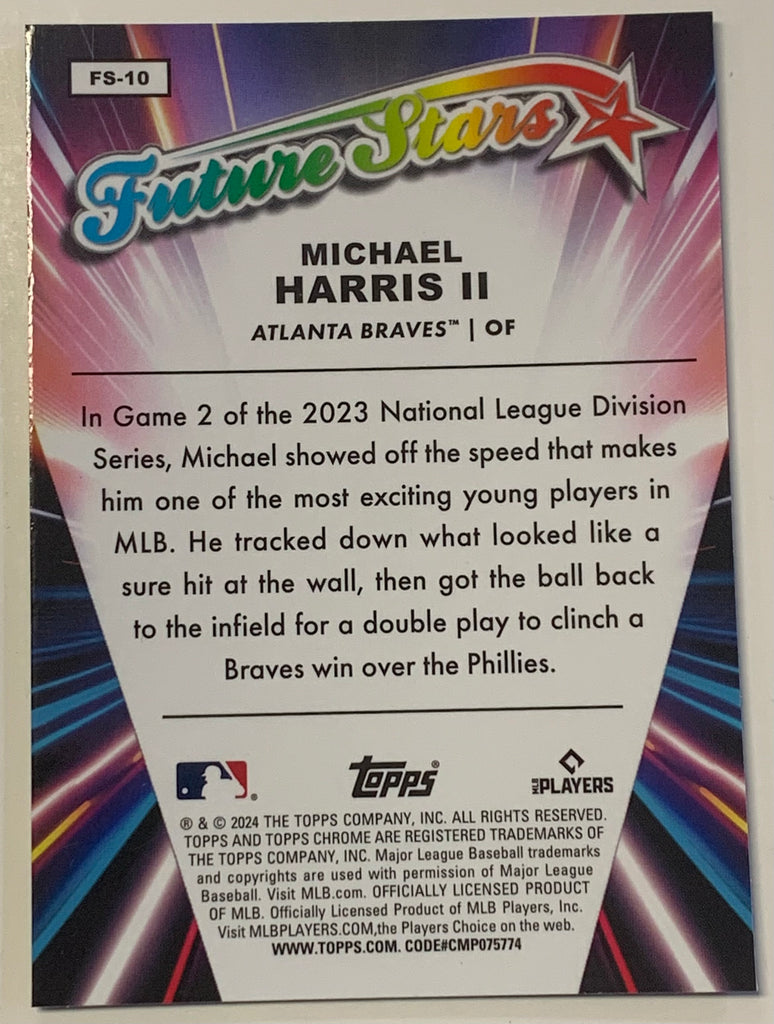 Michael Harris 2024 Topps Chrome Future Stars Card ATLANTA BRAVES The