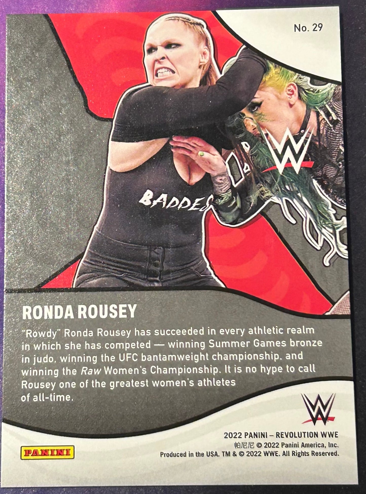 * Ronda Rousey 2022 WWE Panini Revolution “SHOCK WAVE” Insert Card