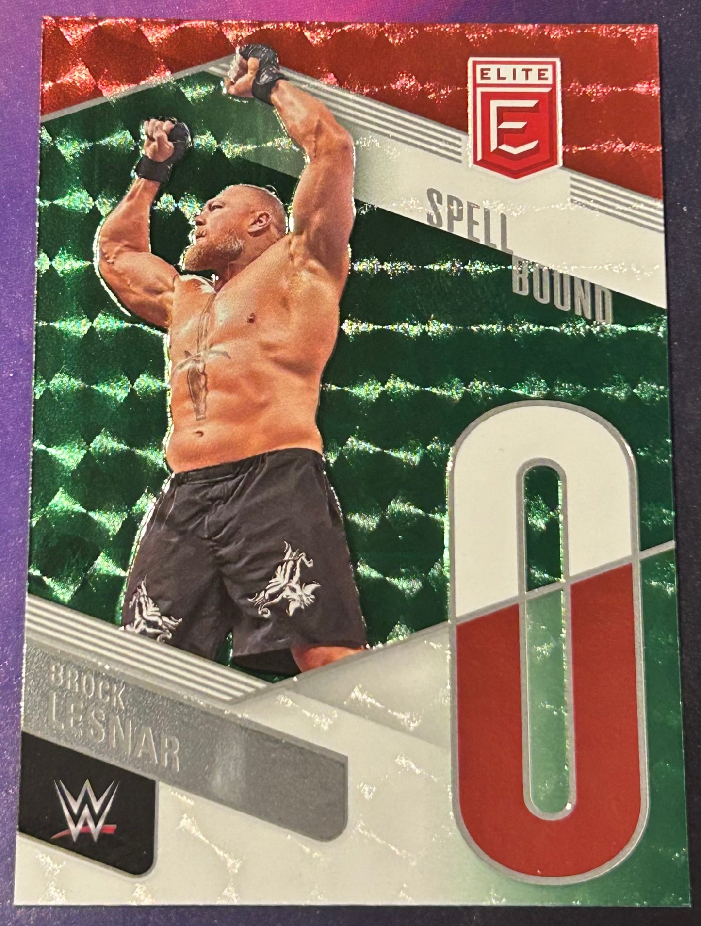 * Brock Lesnar 2023 WWE Panini Donruss Elite SPELLBOUND” “O” Green Parallel Card