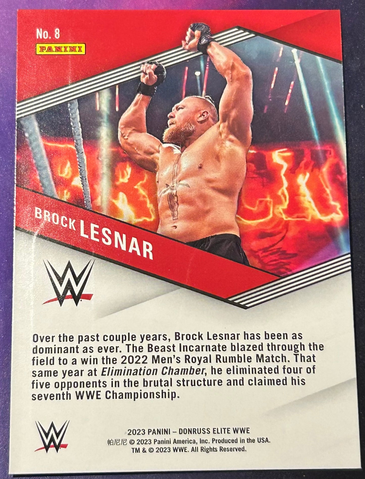 * Brock Lesnar 2023 WWE Panini Donruss Elite SPELLBOUND” “O” Green Parallel Card