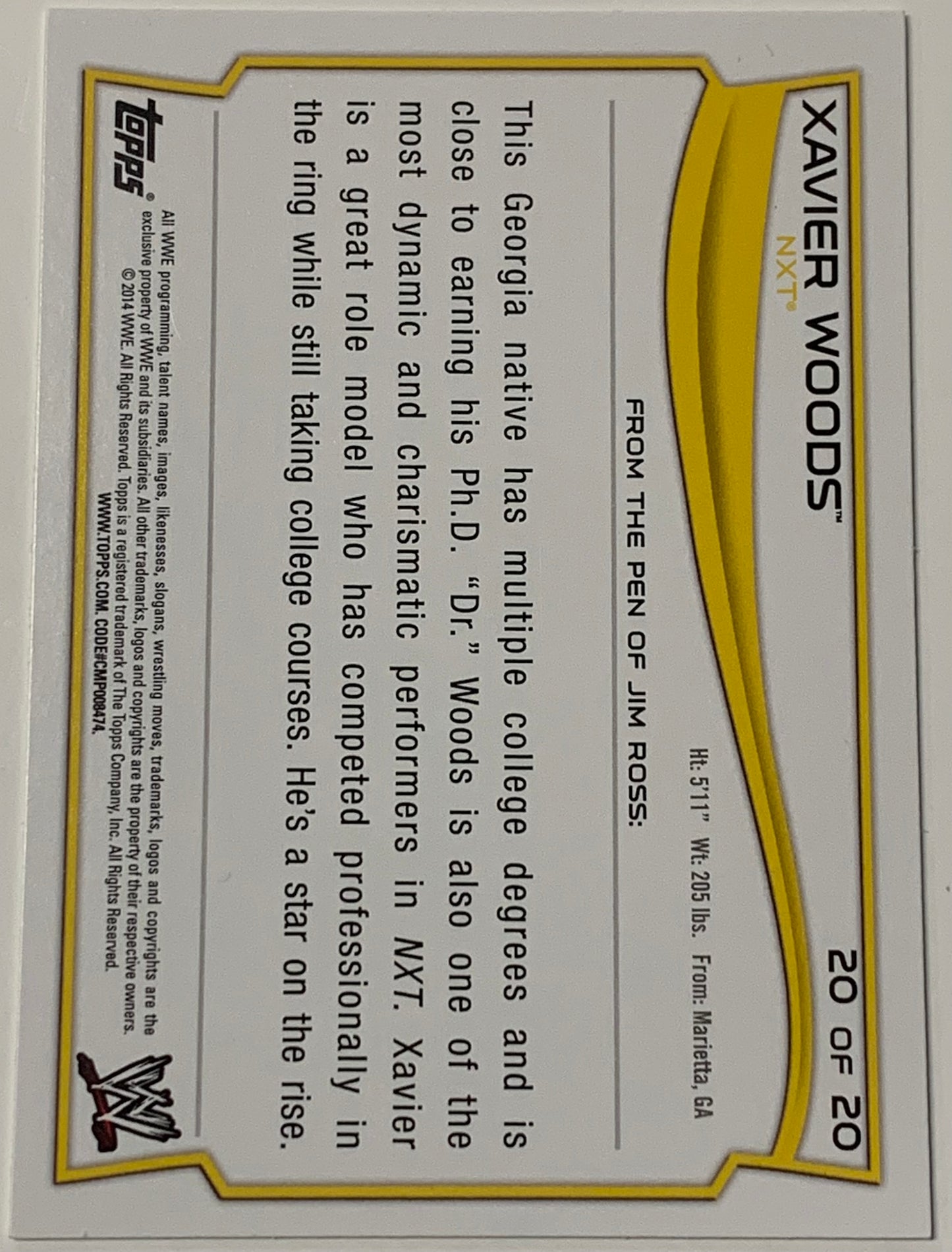 Xavier Woods 2014 WWE NXT Topps ROOKIE Card NEW DAY