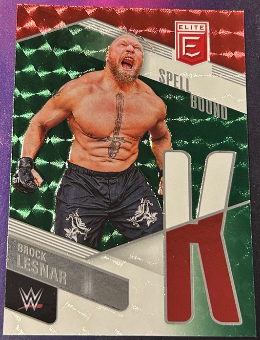 * Brock Lesnar 2023 WWE Panini Donruss Elite SPELLBOUND” “K” Green Parallel Card