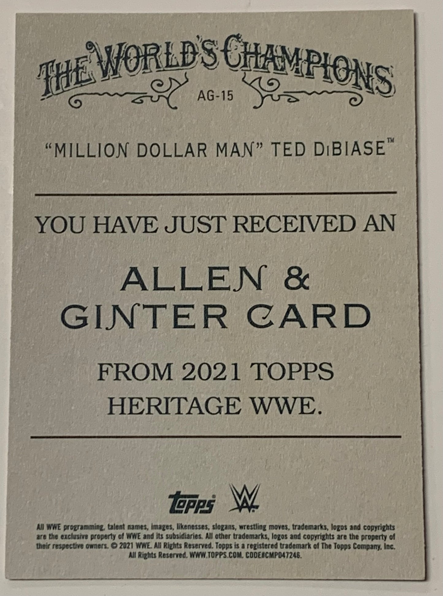 Ted DiBiase 2021 WWE Topps Heritage Allen & Ginter Card