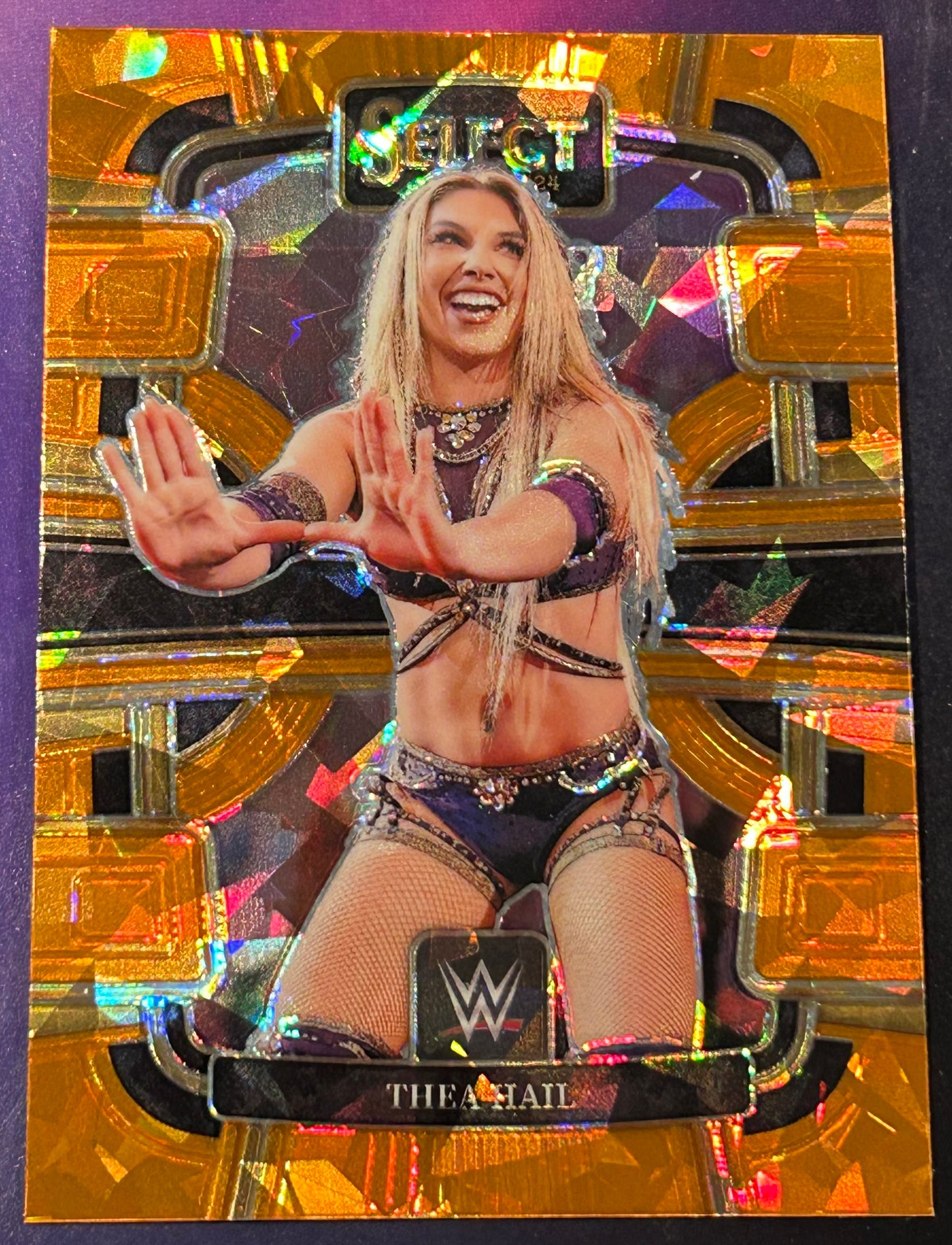 * Thea Hail 2024 WWE NXT Panini Select Orange Concourse Prizm Refractor Card