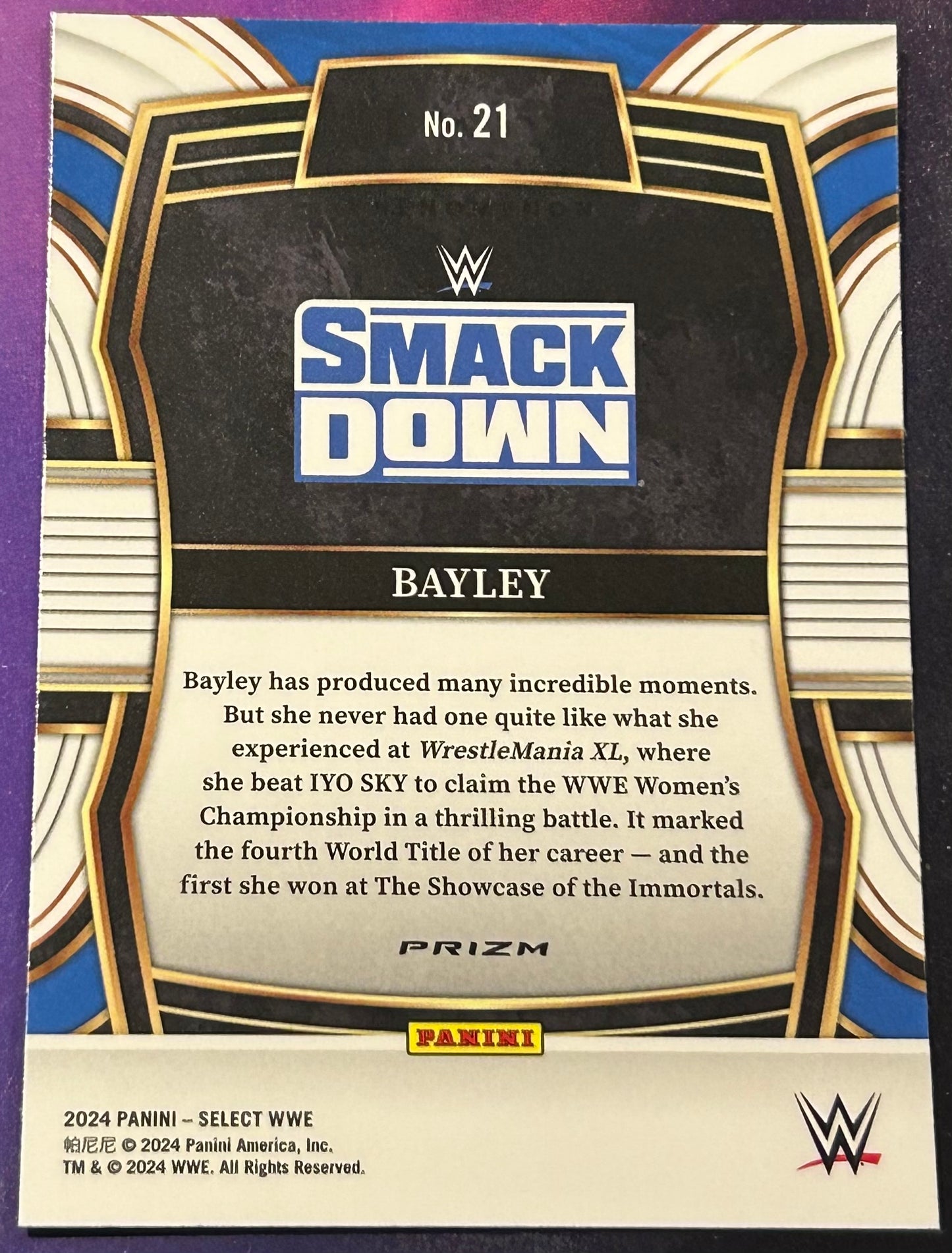 * Bayley 2024 WWE Panini Select Silver Prizm Refractor Card