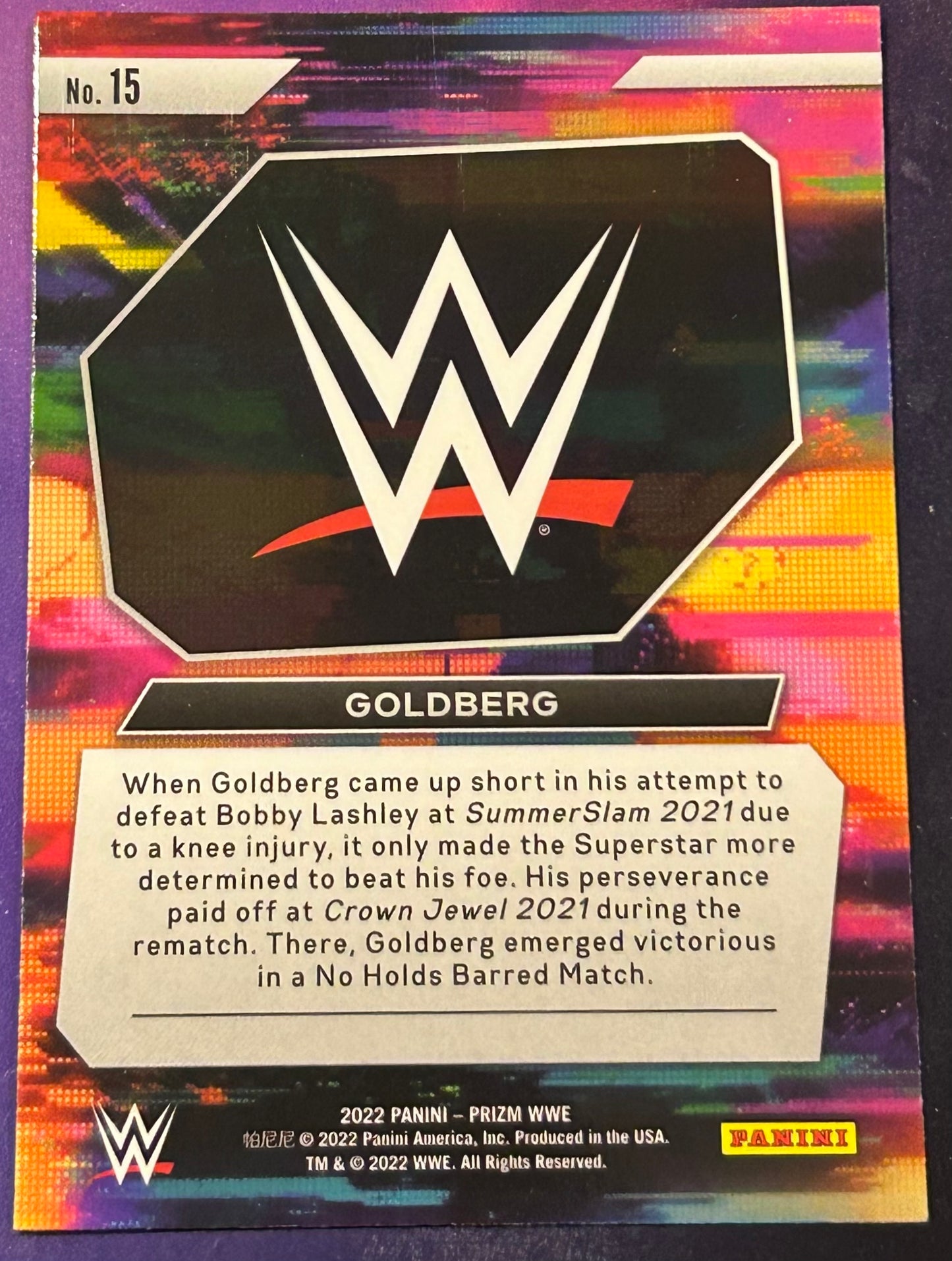 * Goldberg 2022 WWE Panini Prizm “NEXT LEVEL” Insert Card