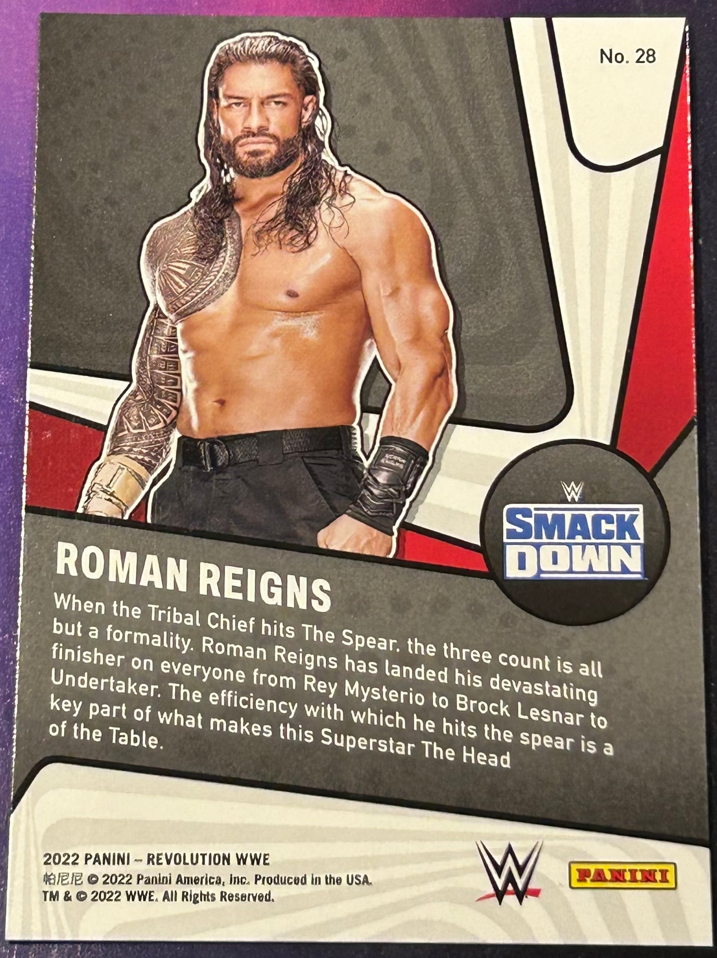* Roman Reigns 2022 WWE Panini Revolution “SUPER NOVA” Insert Card