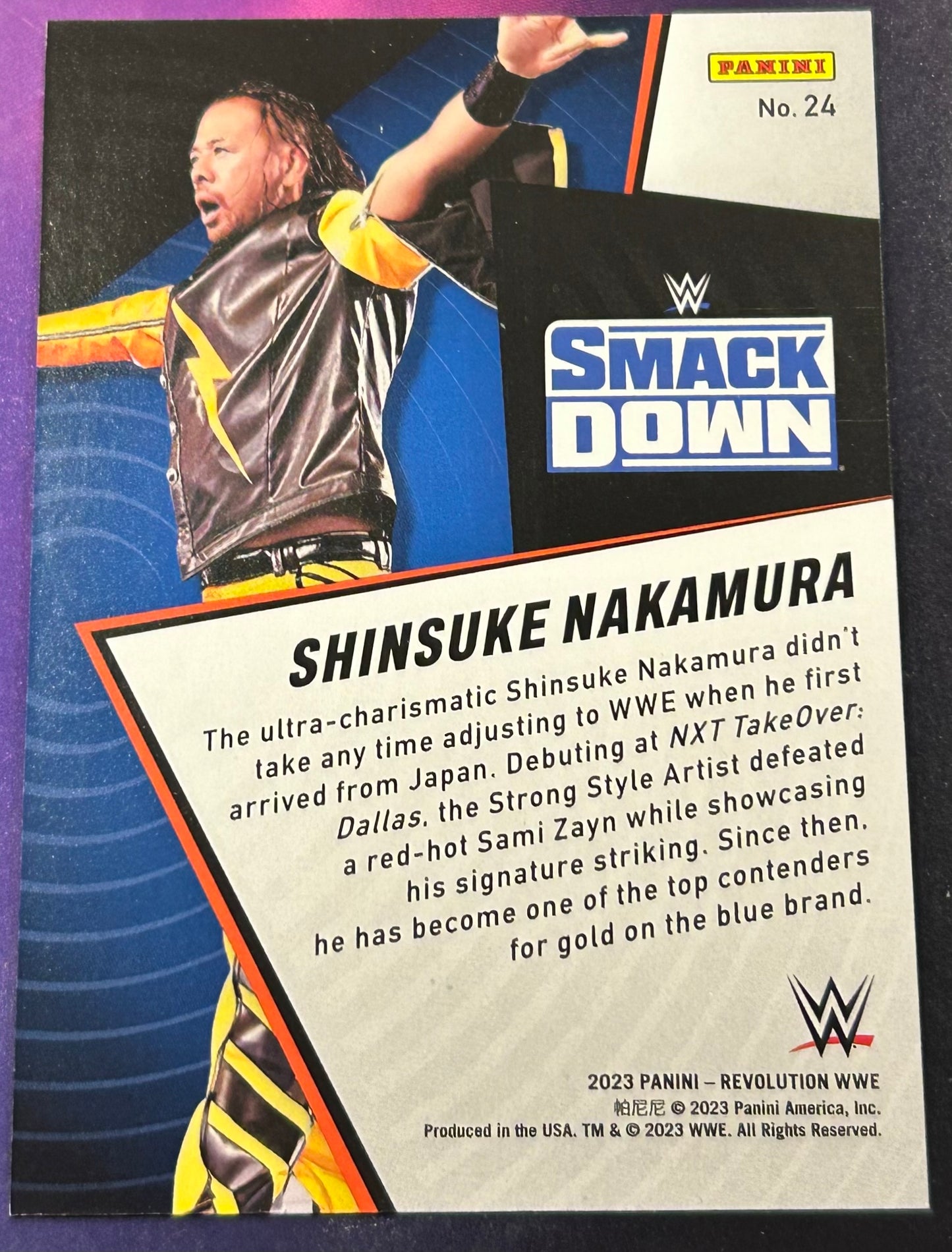 * Shinsuke Nakamura 2023 WWE Panini Revolution “SHOCK WAVE” Insert Card