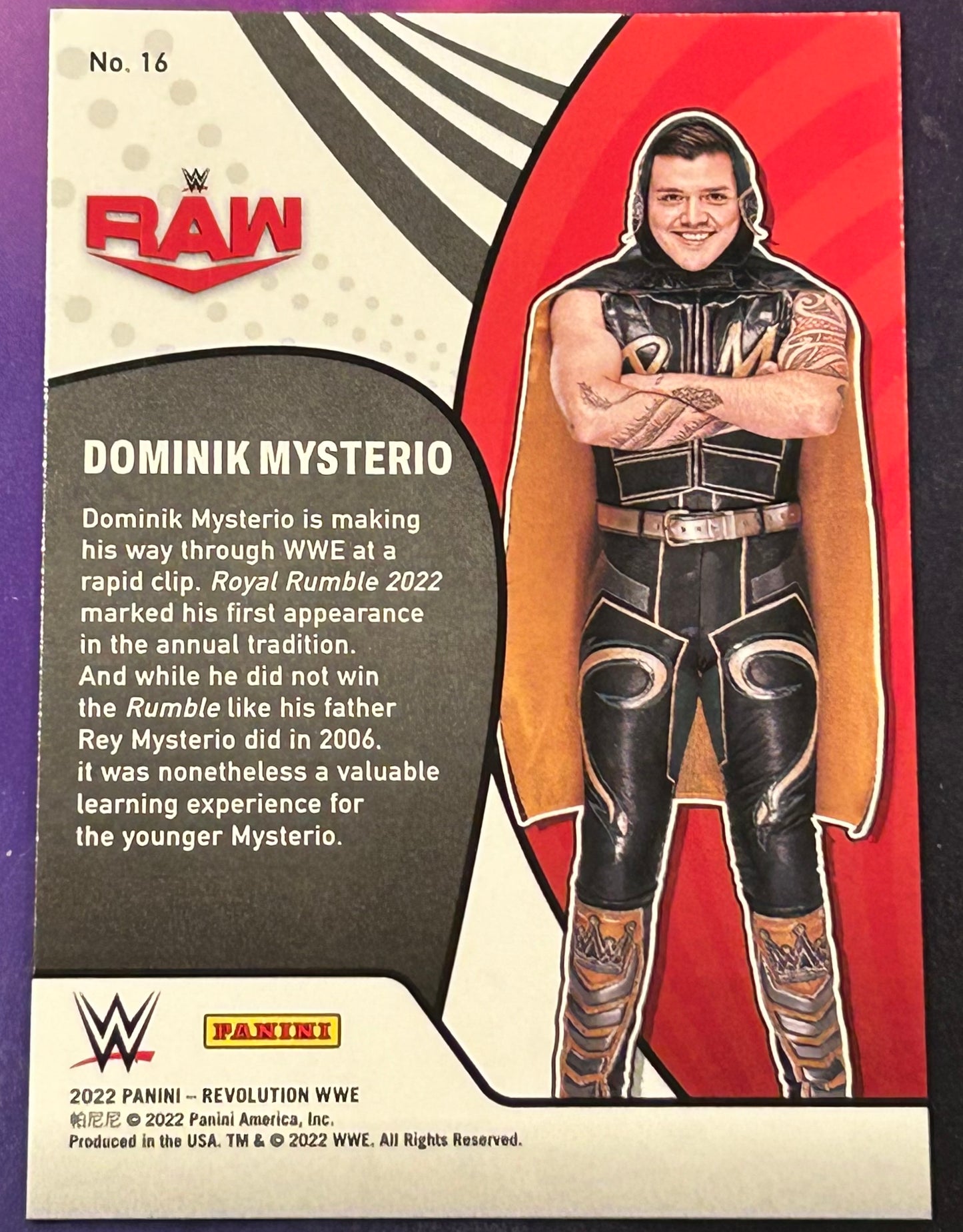 * Dominik Mysterio 2022 WWE Panini Revolution “VORTEX” Insert Card