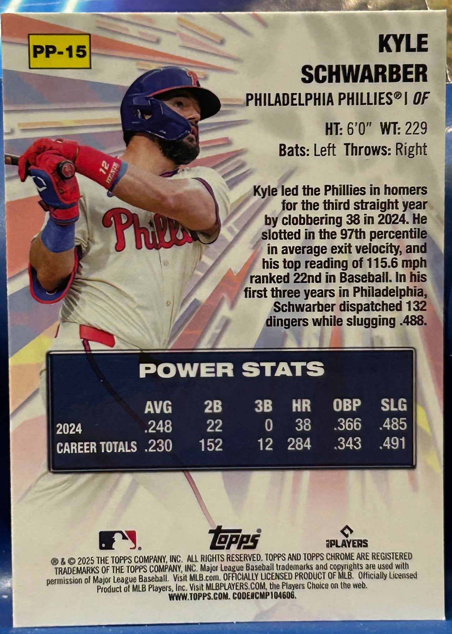 * Kyle Schwarber 2025 Topps Chrome “Power Players” Insert Card (Philadelphia Phillies)