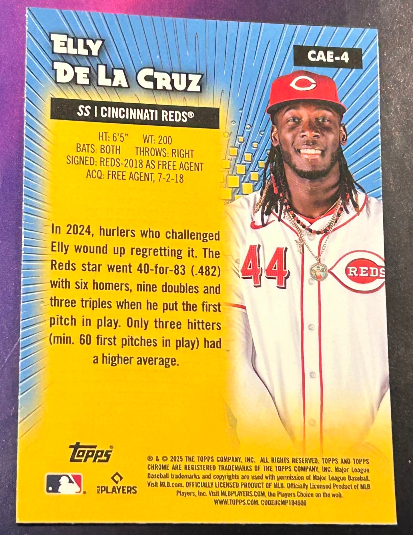 * Elly De La Cruz 2025 Topps Chrome “All-Tech” Insert Card (Cincinnati Reds)
