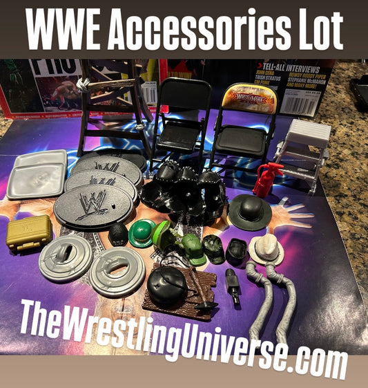 * WWE HUGE Accessory Lot (Chairs, Hats, Masks, Weapons & more)