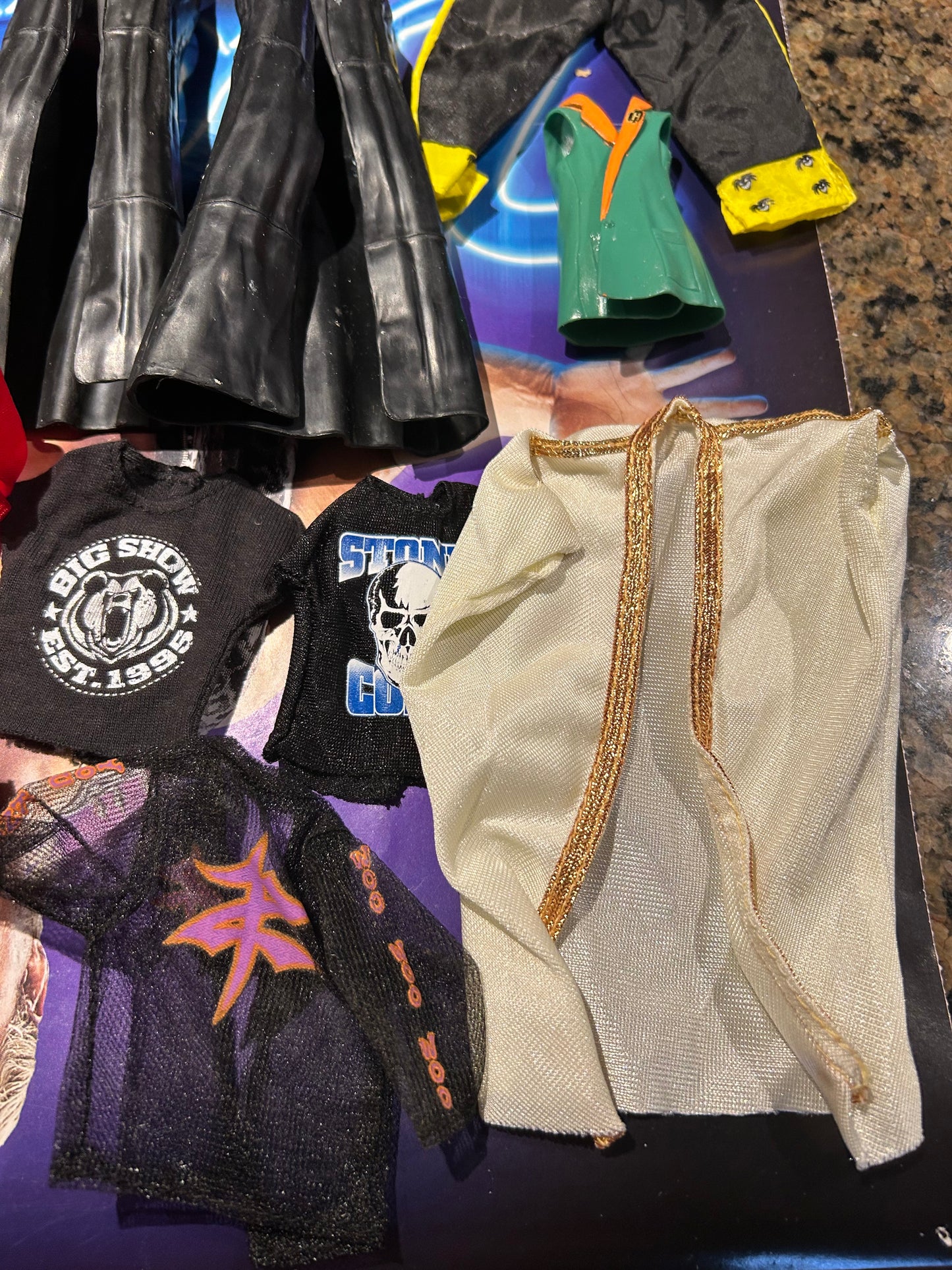 * WWE Figure Clothing Accessories Lot (Robes, Shirts, Jersey, etc)
