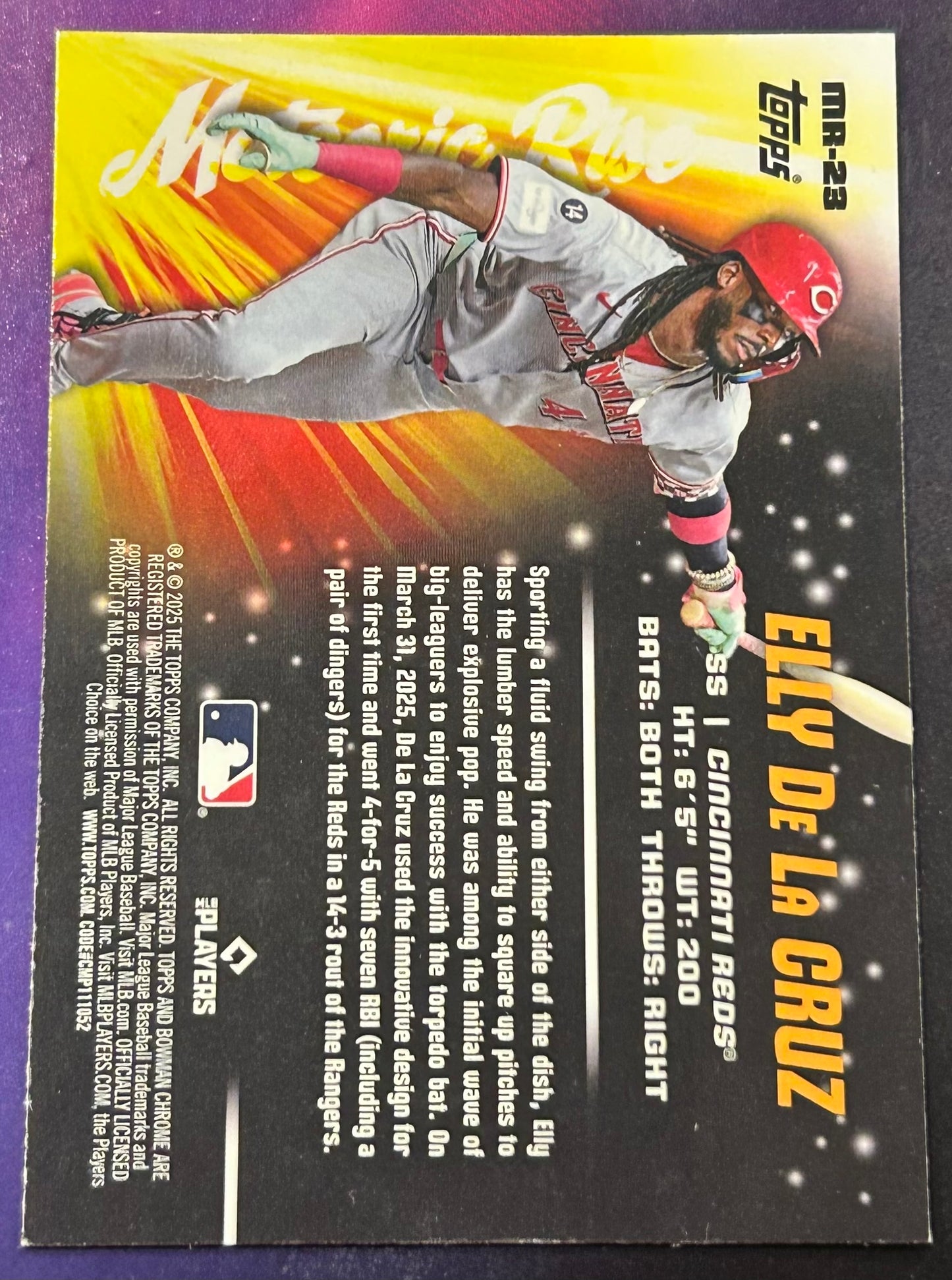 * Elly De La Cruz 2025 Bowman Chrome “Meteoric Rise” Insert Card