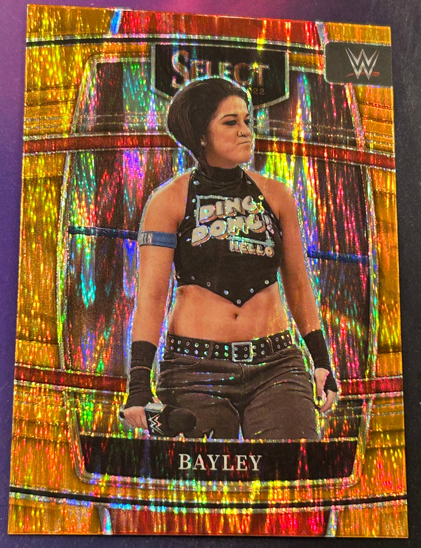 * Bayley 20222 Panini Select Orange Prizm Concourse Refractor Card