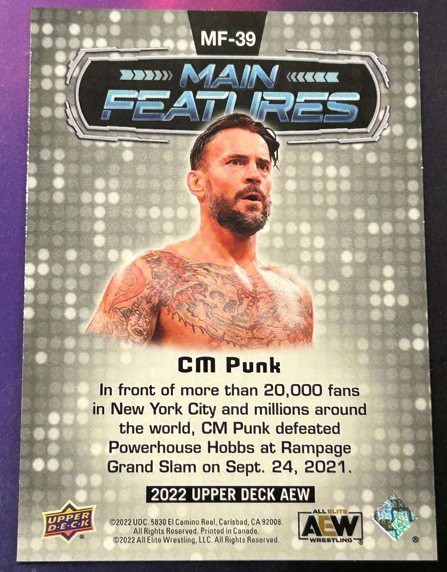 * CM Punk 2022 AEW UD Upper Deck “Main Features” Insert Card