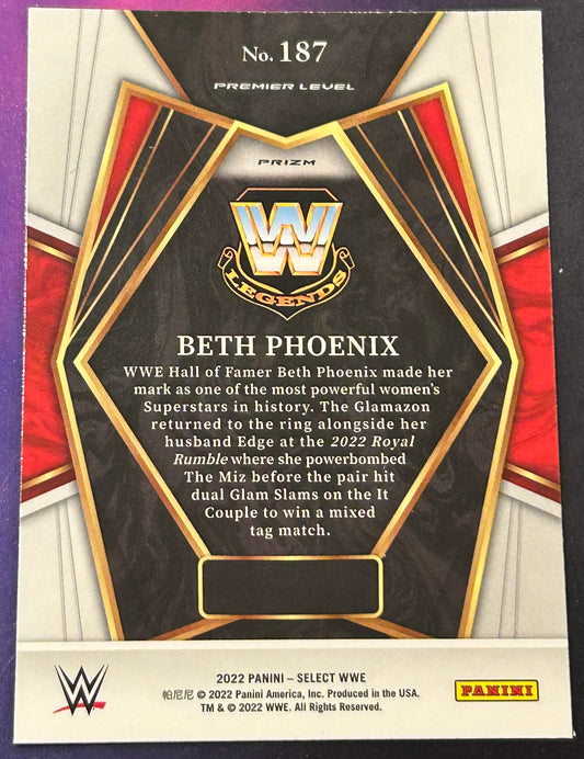 * Beth Phoenix 2022 WWE Panini Select Premier Level Prizm Refractor Card