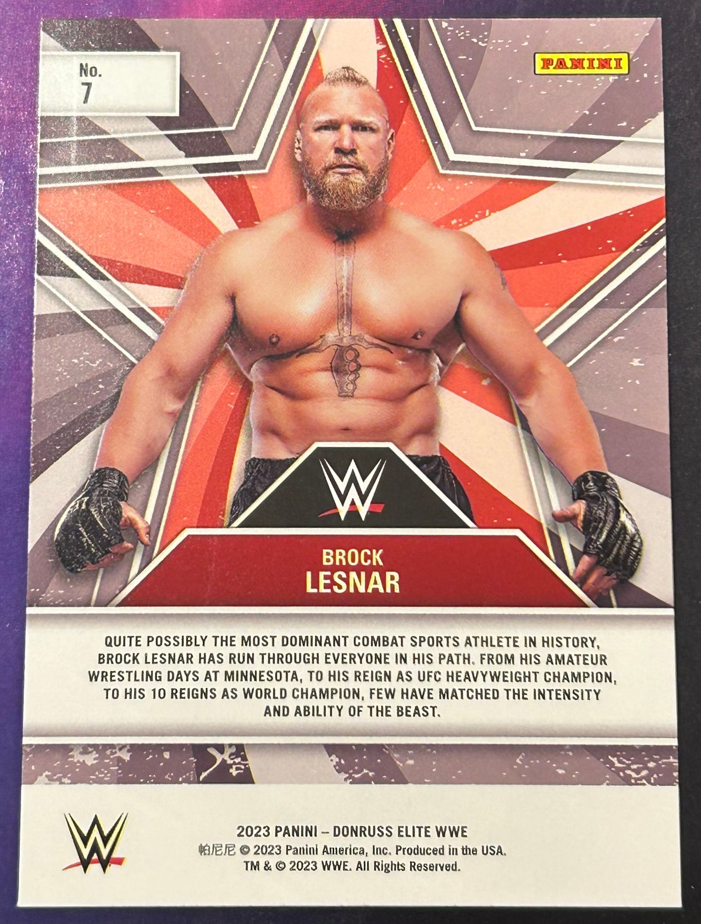 * Brock Lesnar 2023 WWE Panini Donruss Elite “STAR STATUS” Insert Card