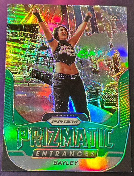 * Bayley 2022 WWE Panini Prizm “Prizmatic Entrances” Green Parallel Insert REFRACTOR Card