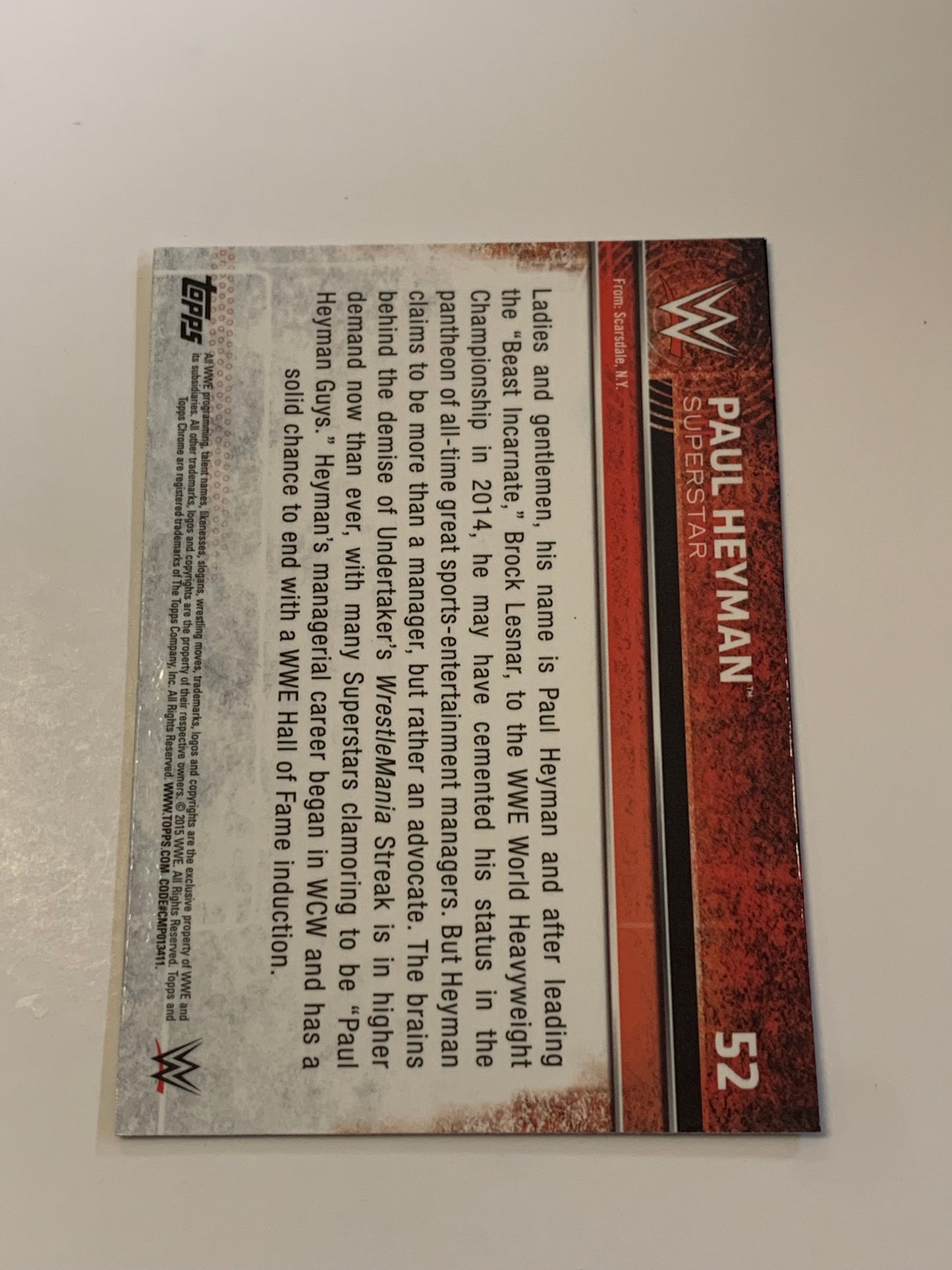 Paul Heyman 2015 WWE Topps Chrome #52