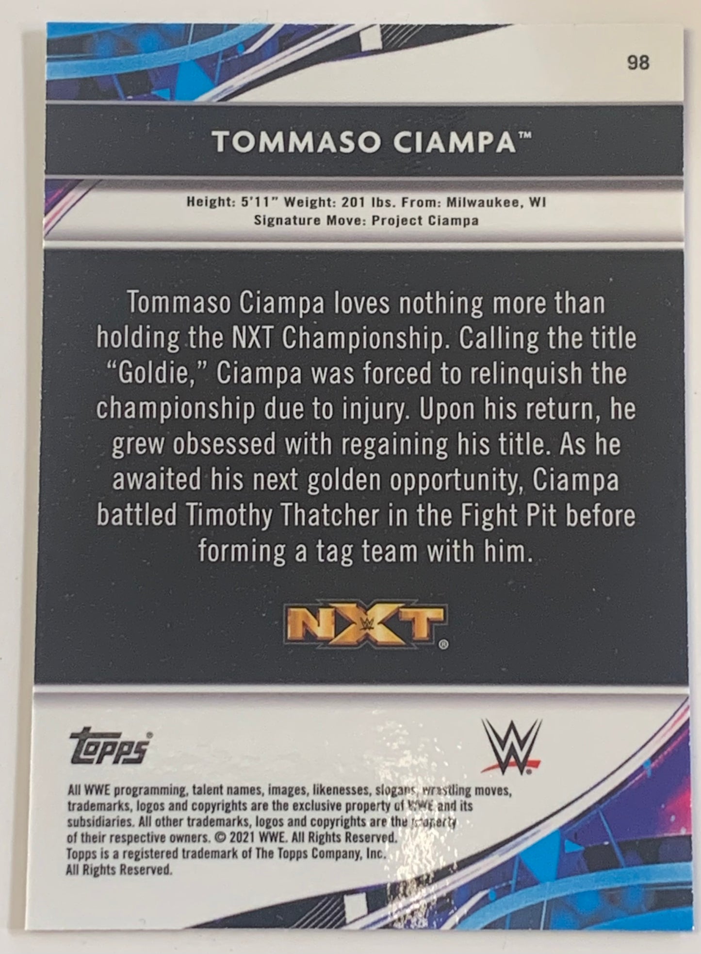 Tommaso Ciampa 2021  WWE Topps Chrome X-Fractor Refractor