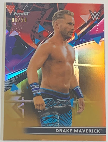 Drake Maverick 2021 WWE Topps Finest GOLD REFRACTOR Card #6/50 (Only 50 Made)