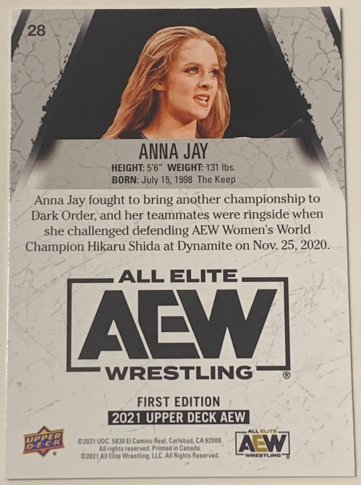 Anna Jay 2021 AEW UD Upper Deck Card