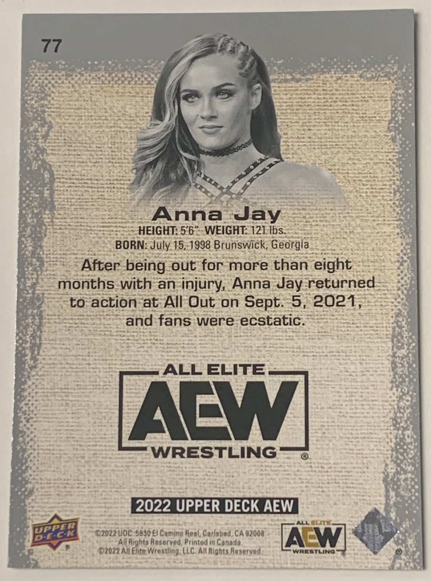 Anna Jay 2022 AEW UD Upper Deck Card