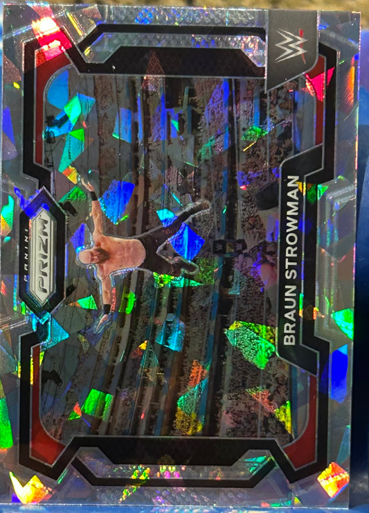 * Braun Strowman 2024 WWE Panini Prizm Cracked Ice Refractor Card