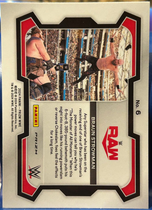 * Braun Strowman 2024 WWE Panini Prizm Cracked Ice Refractor Card