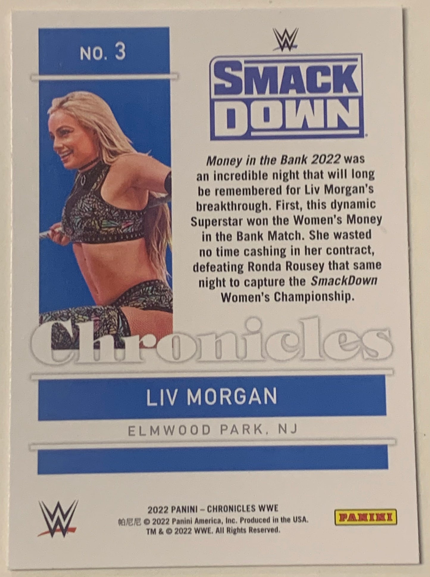 Liv Morgan 2022 WWE Panini Chronicles #3