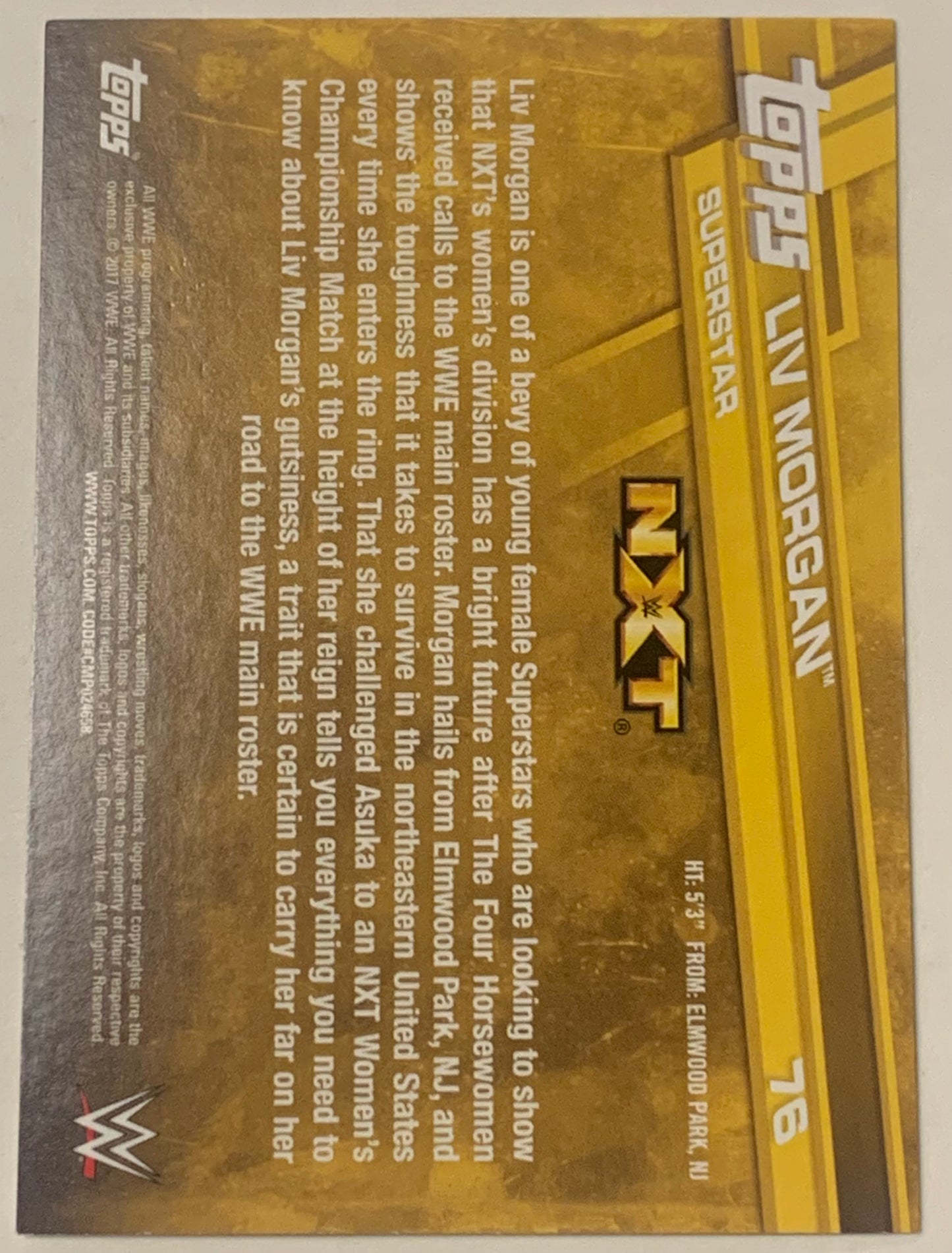 Liv Morgan 2017 WWE Topps NXT #76