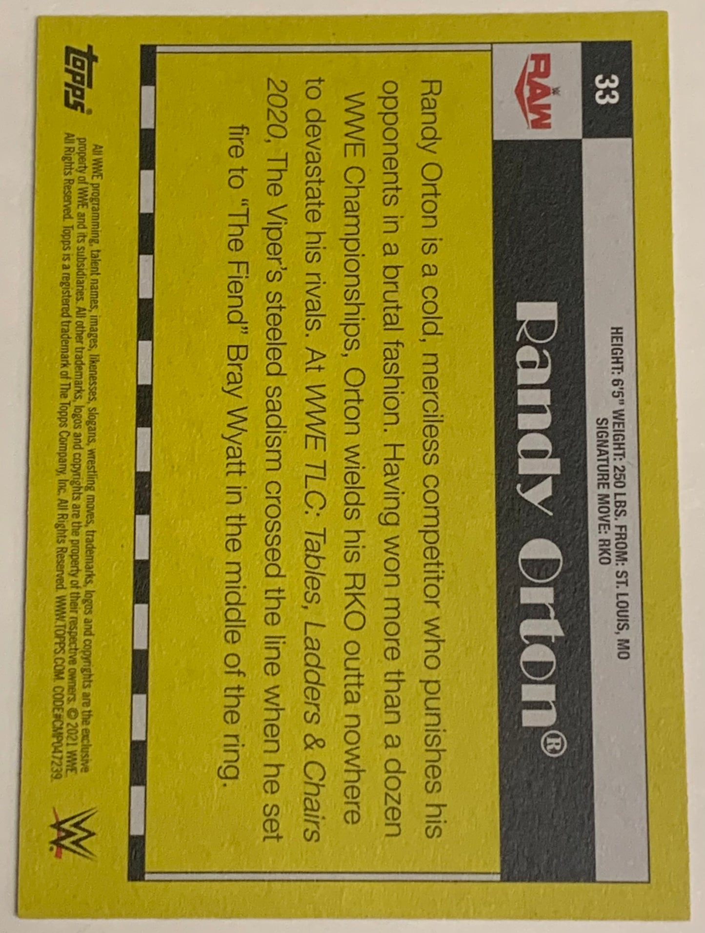 Randy Orton 2021 WWE Topps Heritage Card
