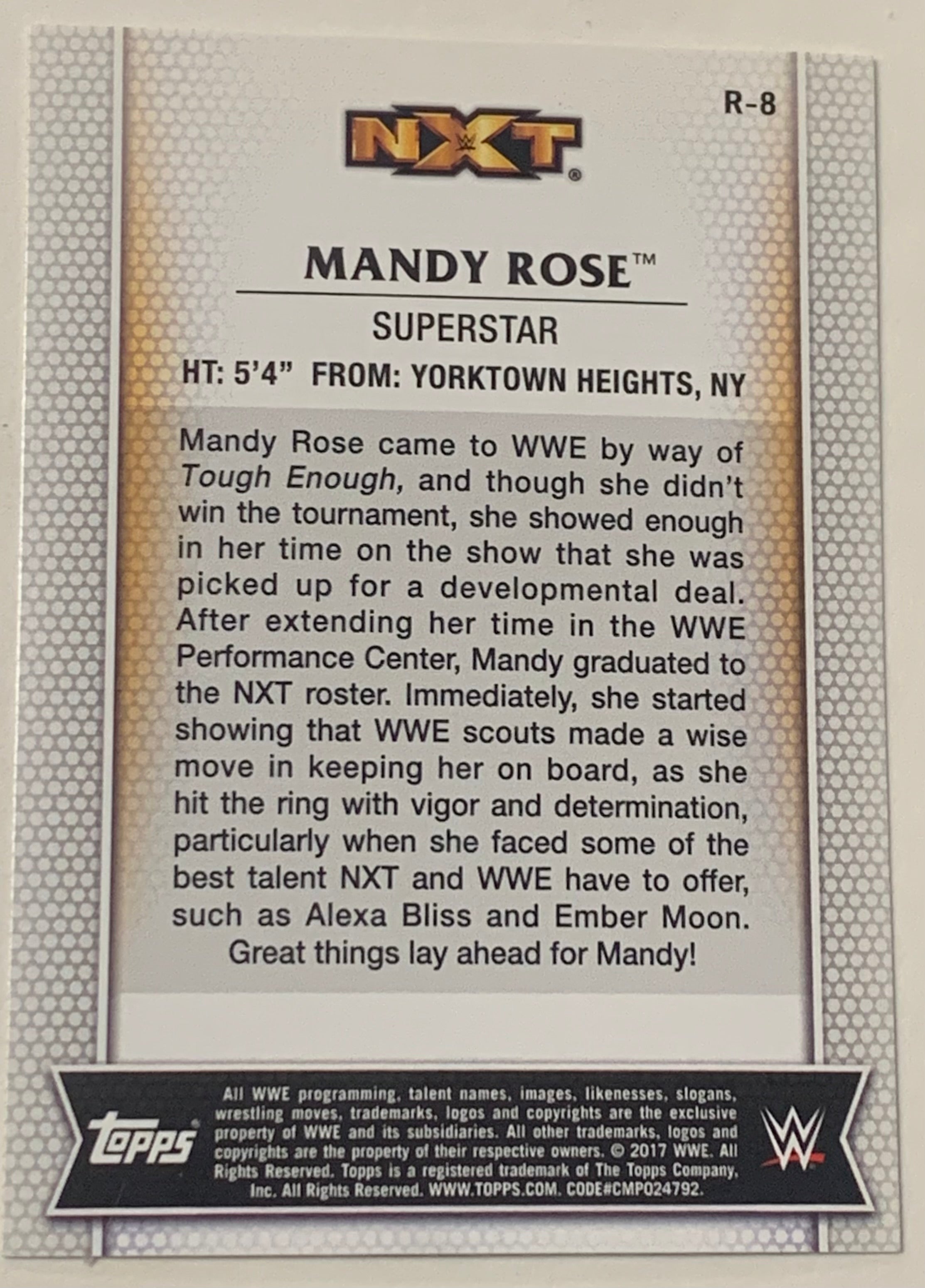 Mandy Rose 2017 WWE Topps NXT R-8 – The Wrestling Universe