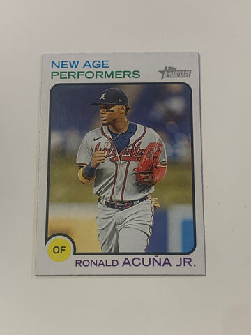 Ronald Acuna jr 2022 Topps Heritage New Age Performers Insert Card