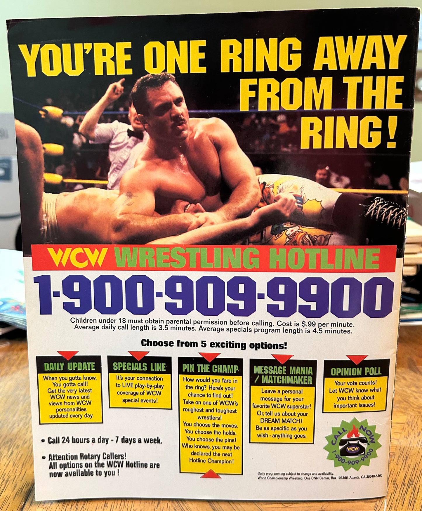 WCW Official Magazine Vol. 1,#3 (Collector’s Cards Inside, Cactus Jack Rookie Card)