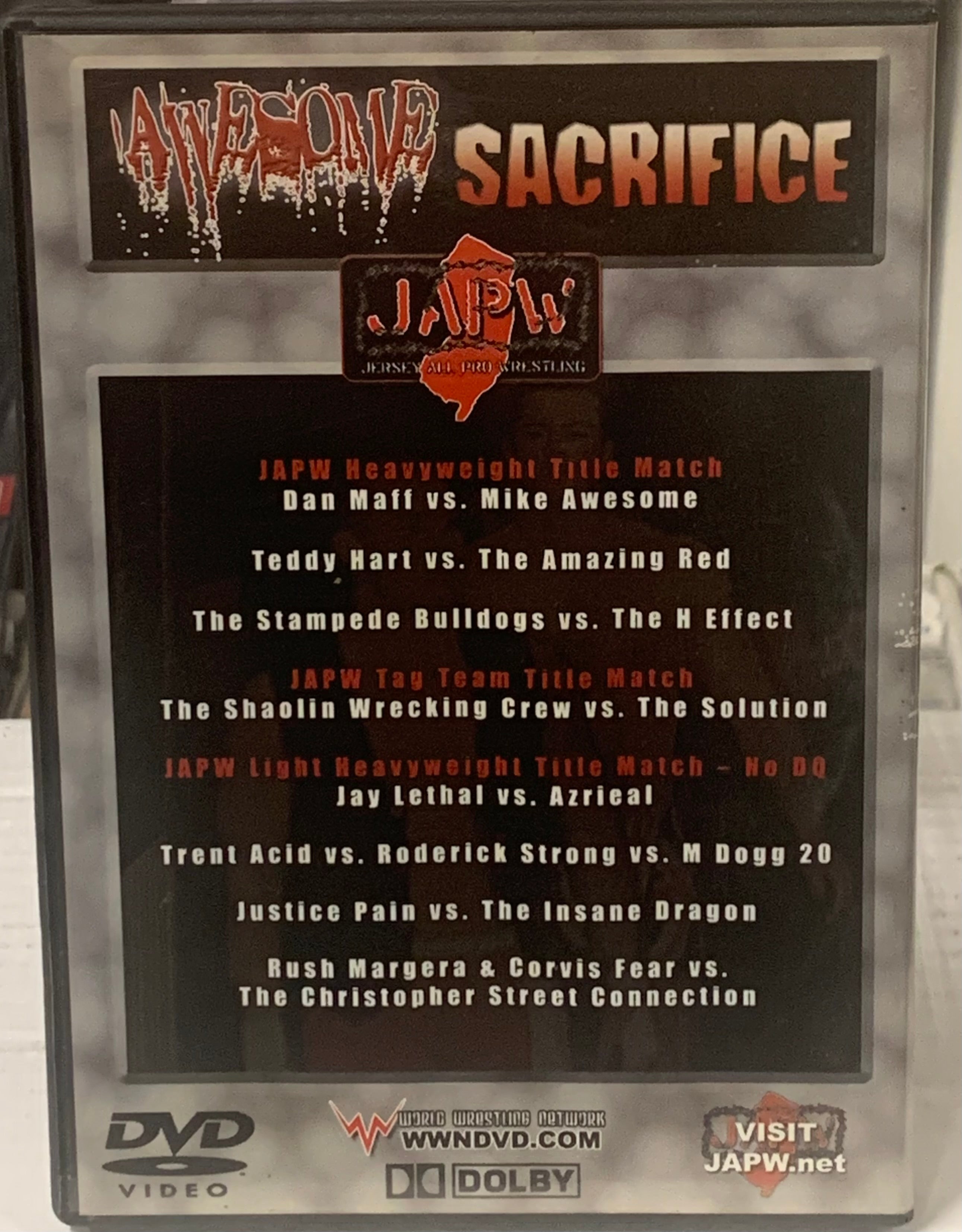 JAPW Jersey All Pro Wrestling DVD “Awesome Sacrifice” (Mike