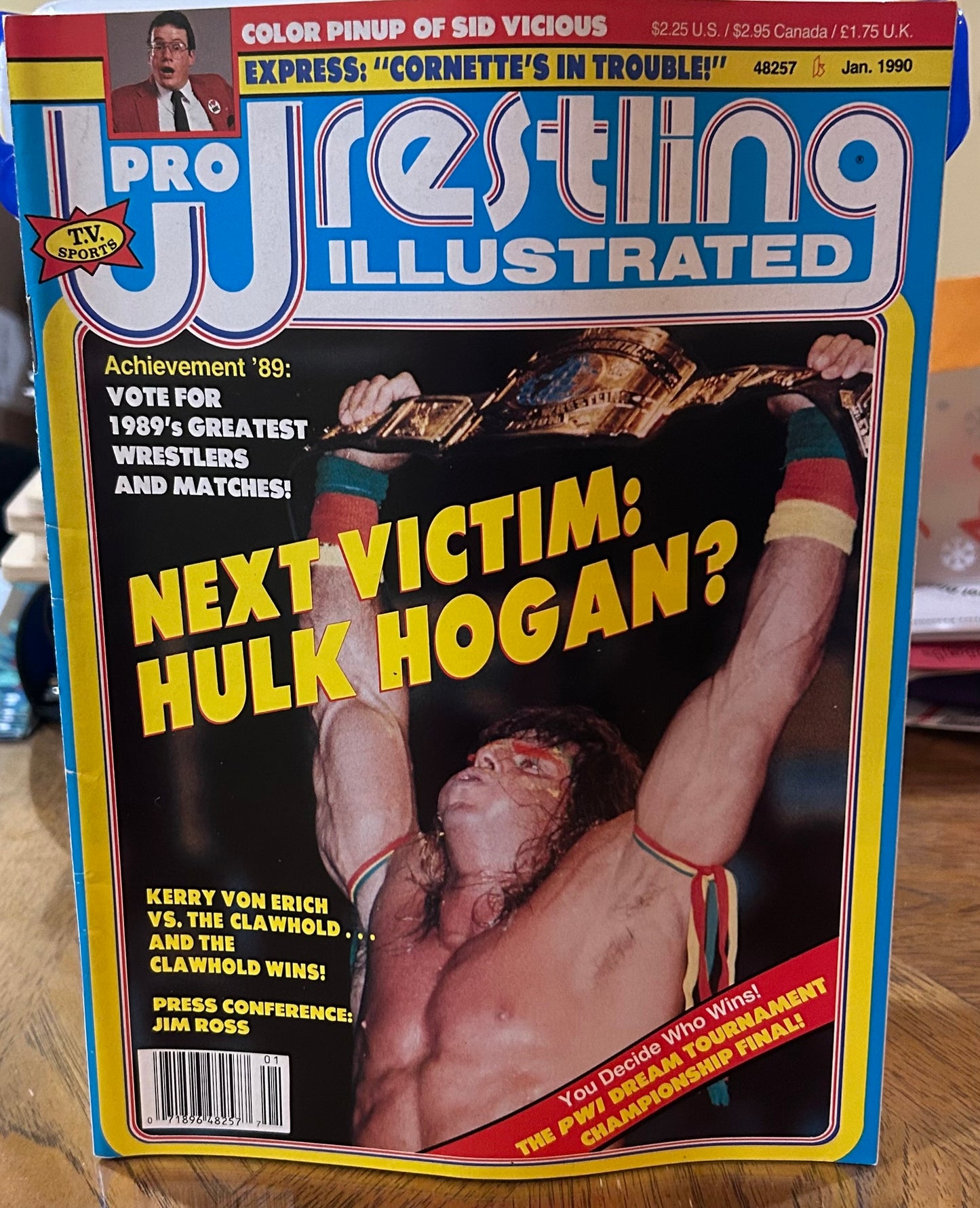 PWI Pro Wrestling Illustrated Magazine Jan. 1990 (Sid Vicious Full Color Poster Inside)