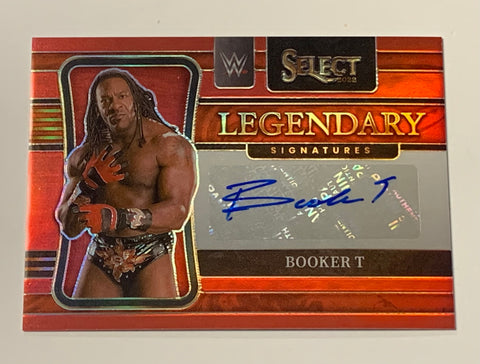 Booker T 2022 WWE Select Red Prizm Auto Signature Card #26/99
