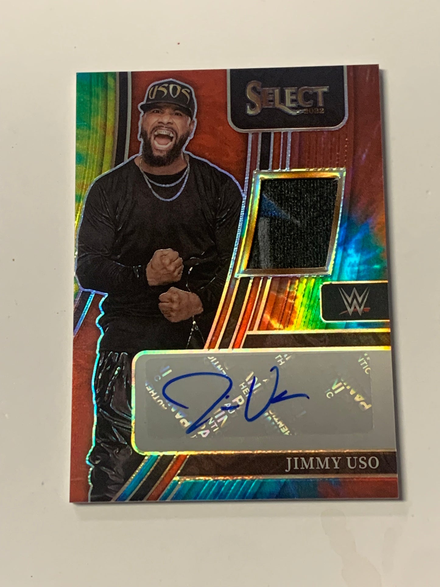 Jimmy Uso 2022 WWE Select Autographed Memorabilia Tie-Dye Prizm #1/25