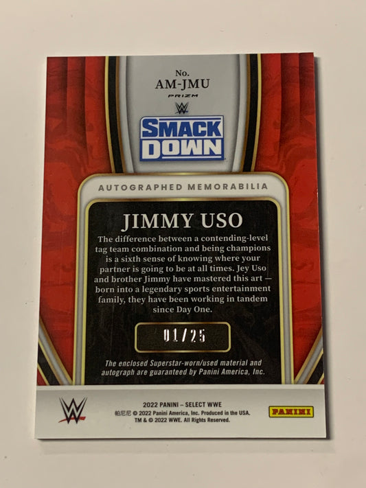Jimmy Uso 2022 WWE Select Autographed Memorabilia Tie-Dye Prizm #1/25