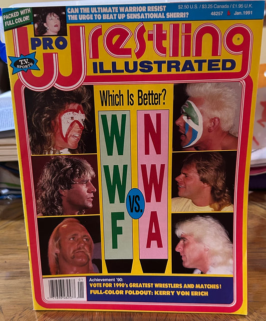 PWI Pro Wrestling Illustrated Magazine Jan. 1991 (Kerry Von Erich Full Color Poster Inside)