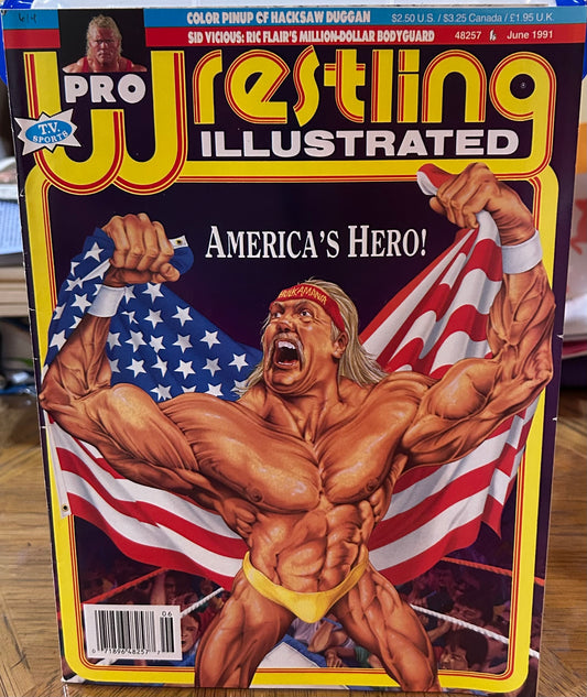 PWI Pro Wrestling Illustrated Magazine June 1991 (Hacksaw Jim Duggan Full Color Poster Inside)