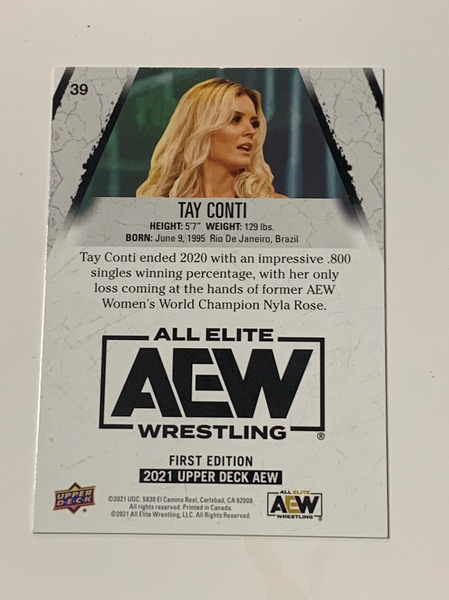 Tay Conti Melo 2021 AEW Upper Deck 1st Edition SIGNED Card