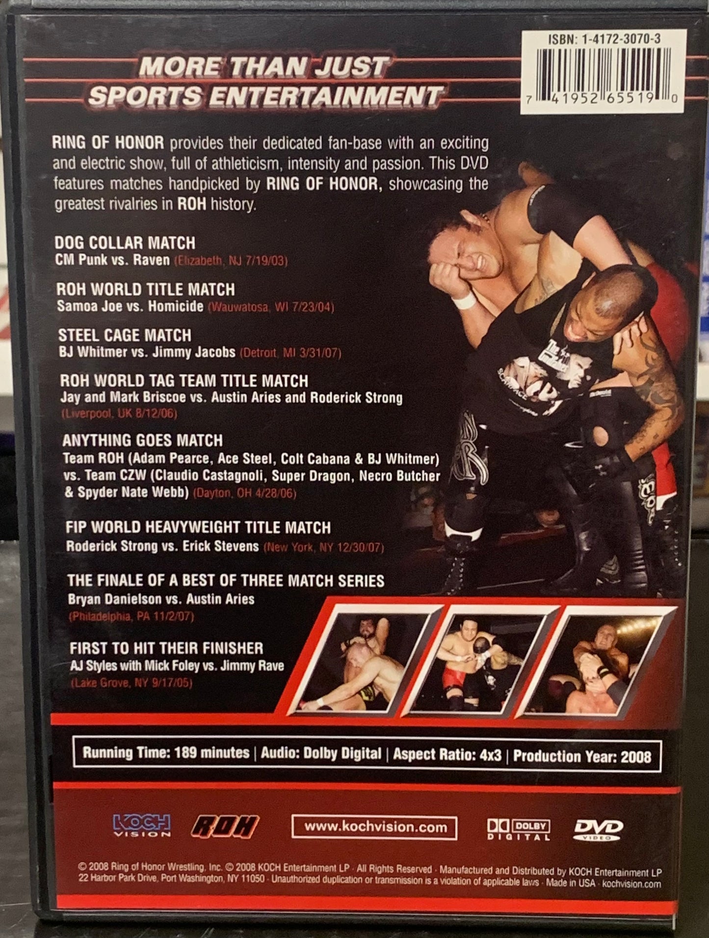 ROH Ring of Honor DVD “Greatest Rivalries” (CM Punk, Raven, Samoa Joe, Briscoes & so much more)