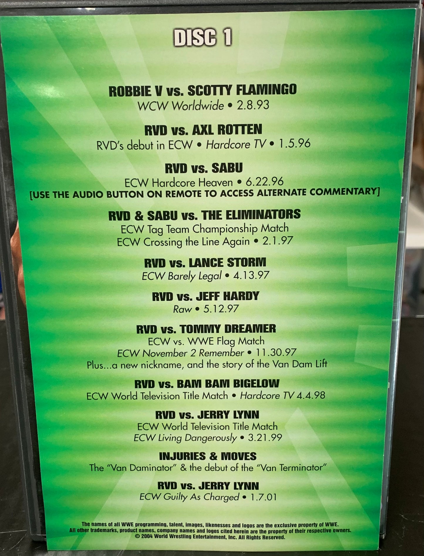 RVD Rob Van Dam DVD (2-Disc Set) One of a Kind ECW WCW WWE