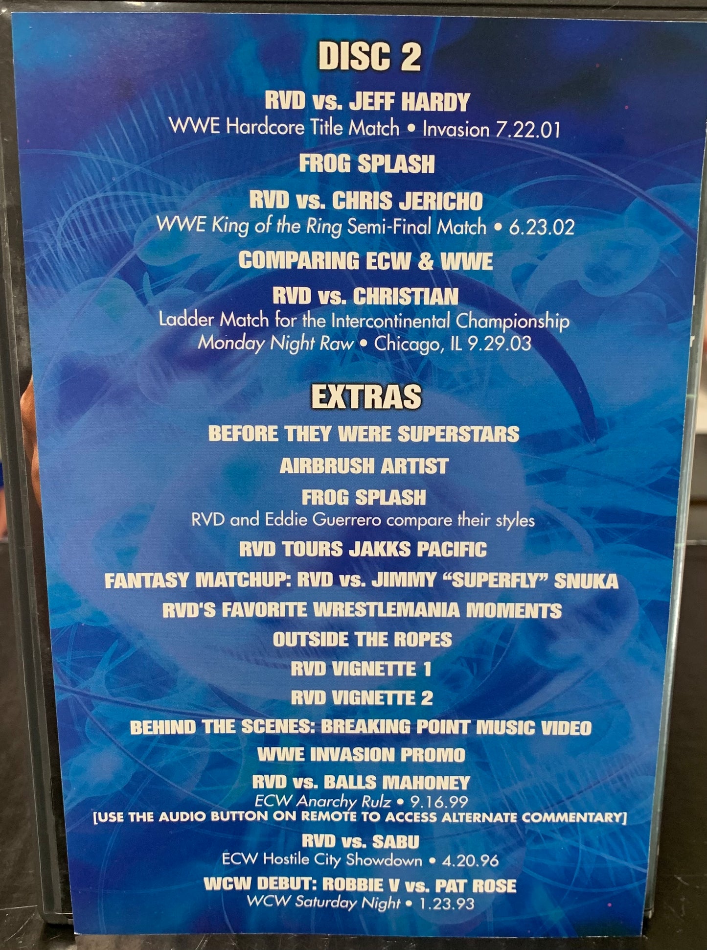 RVD Rob Van Dam DVD (2-Disc Set) One of a Kind ECW WCW WWE