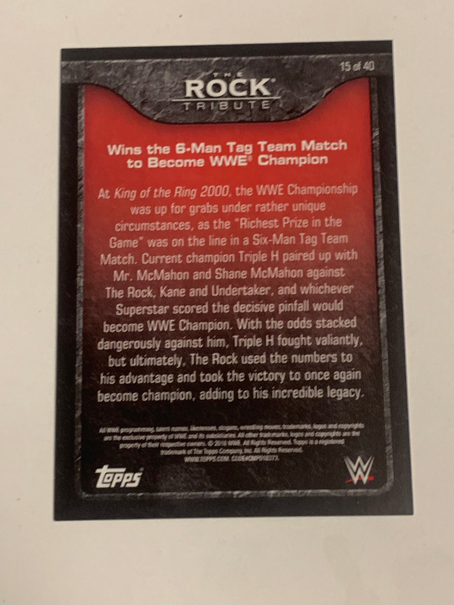 The Rock 2016 WWE Topps Tribute Insert Card #15