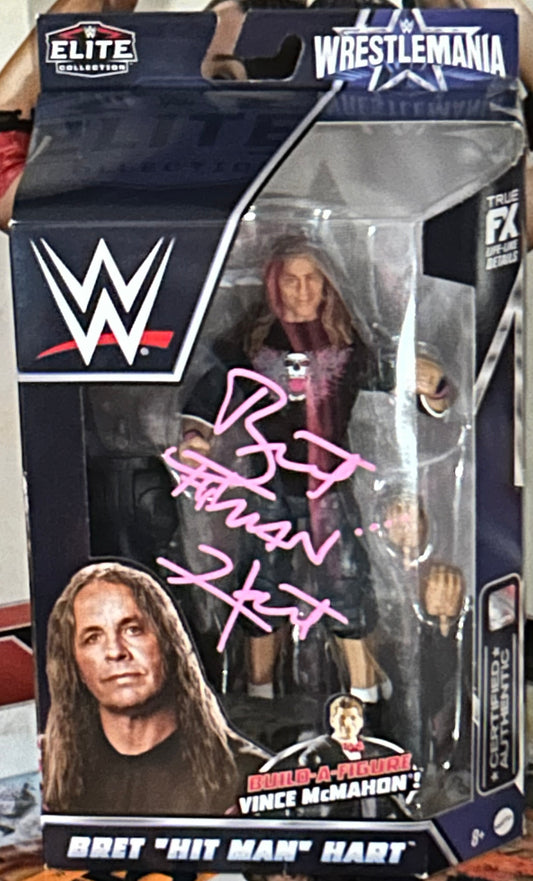 + SIGNED Bret “The Hitman” Hart WWE Wrestlemania Elite Action Figure (Comes w/COA)